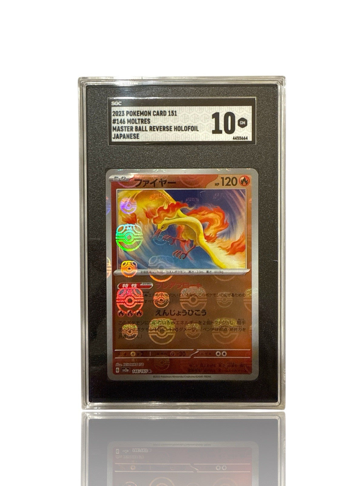 ‼️Pokemon Moltres MasterBall 146/165: Pokemon Card 151 Holo Japanese GRADE 10💨