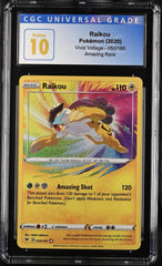 ‼️Raikou 050/185 Vivid Voltage AMAZING RARE GRADE 10 PRISTINE GOLD LABEL!💎