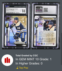 ‼️2021-22 UD Premier Rookies Cole Sillinger #116 Gold /199~POP 1~GRADE 10💨