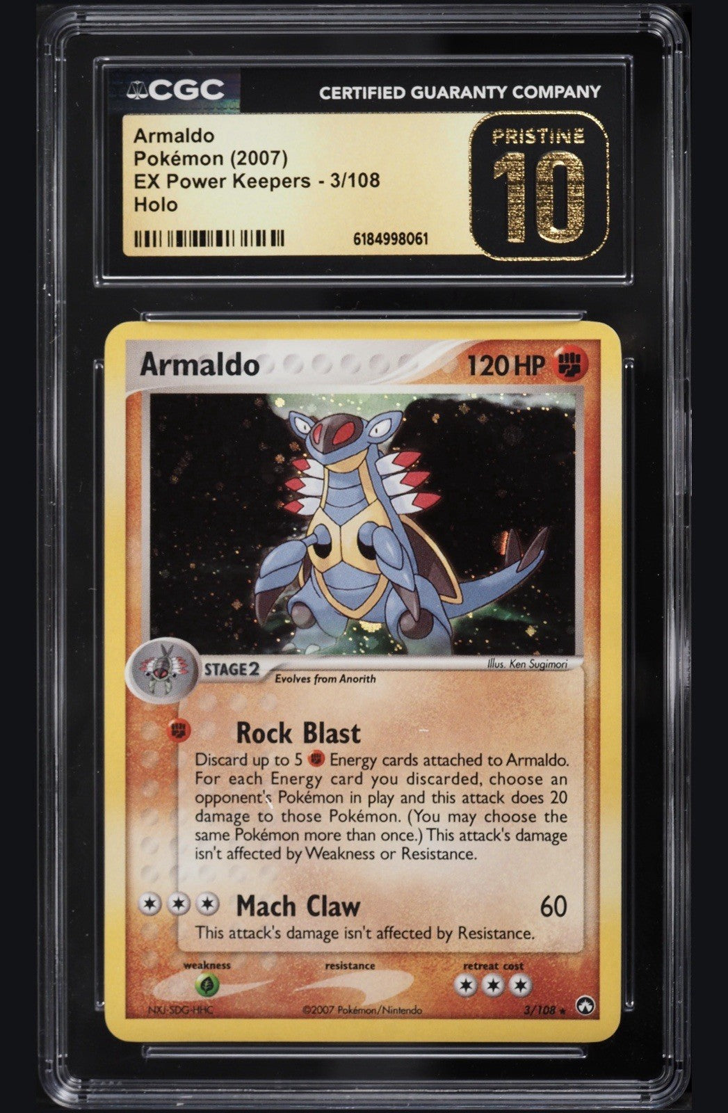 ⚠️ Armaldo 3/108 EX Pokemon Power Keepers Holo~PRISTINE 10 GOLD LABEL TOP POP!💨