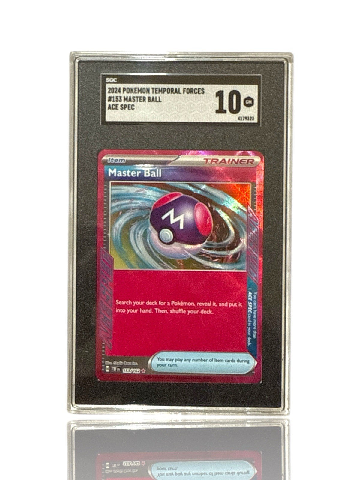 ‼️Pokemon Master Ball 153/162: Temporal Forces Holo GRADE 10! FAST SHIPPING!💨