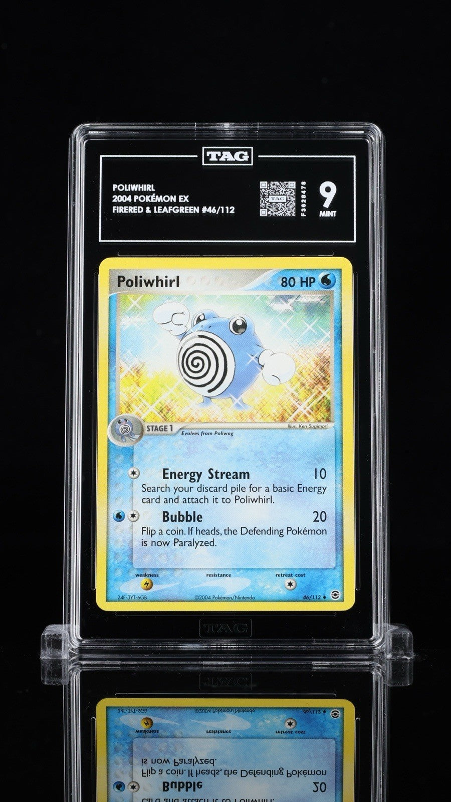 💙 2004 POKEMON EX FIRERED & LEAFGREEN #46 POLIWHIRL FIRE RED & LEAF GREEN TAG 9