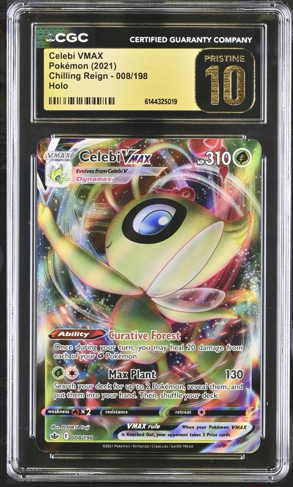 💎 Celebi VMAX 008/198 Chilling Reign Holo GRADE 10 PRISTINE GOLD LABEL💨