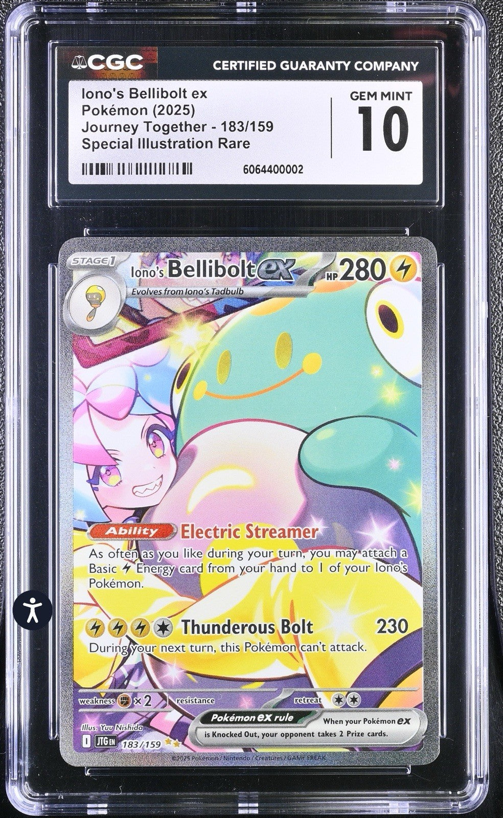 ‼️Iono's Bellibolt ex 183/159 Sv09: Journey Together Holo GRADE 10! SHIPS FAST💨