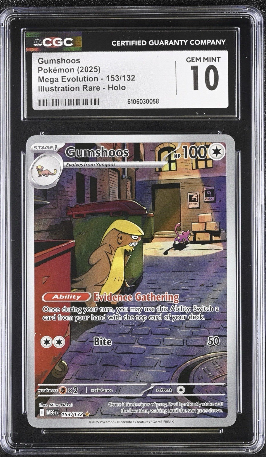 💎Pokemon Gumshoos 153/132 Mega Evolution GRADE 10! FAST SHIP~ SHOOT OFFER!💨