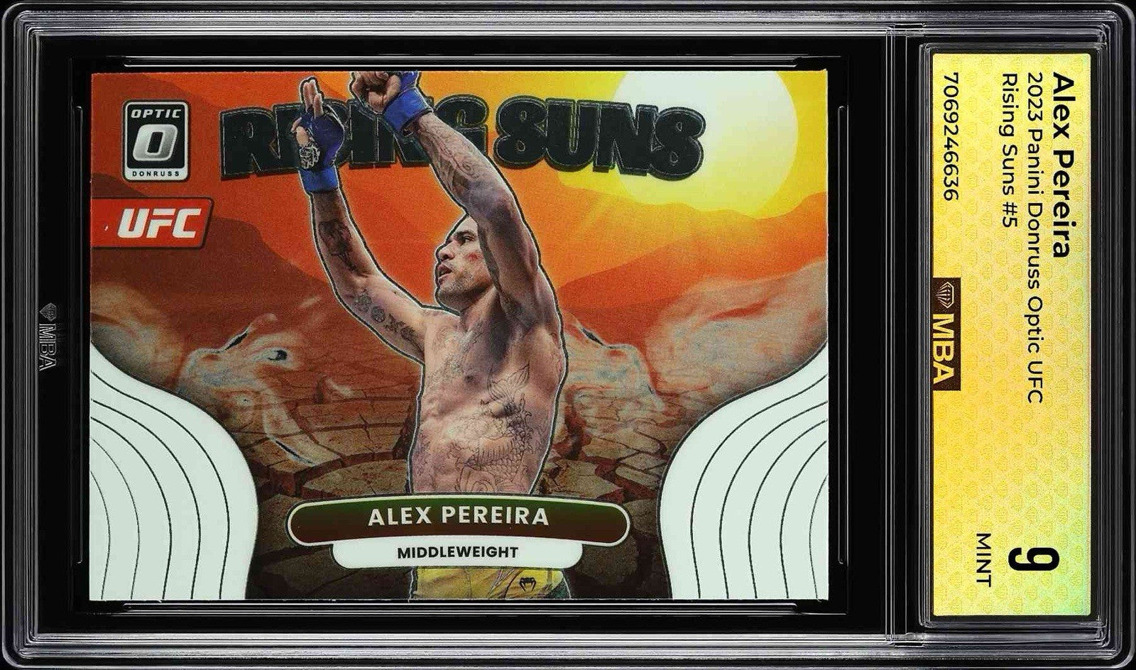 ⚠️2023 Panini Donruss Optic UFC - Rising Suns Alex Pereira #5 (RC)~MBA GRADE 9💨