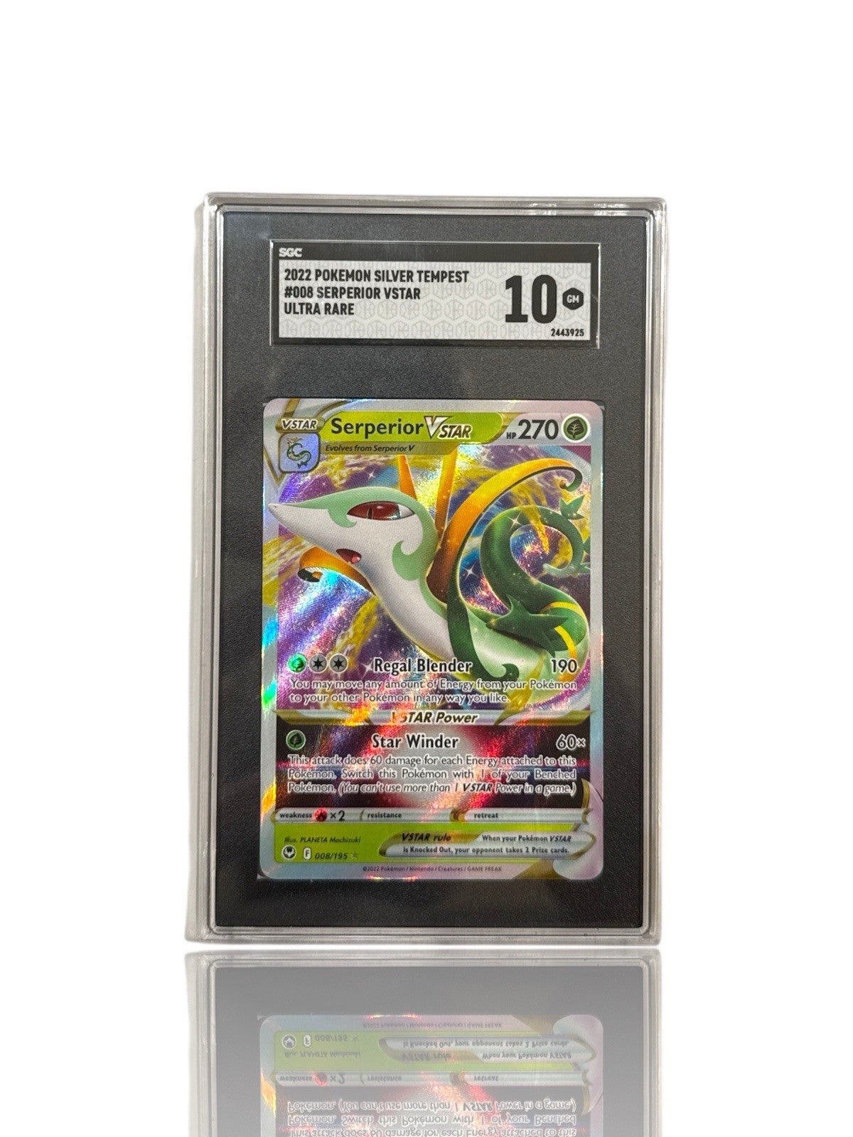 ‼️Serperior VSTAR 008/195: Silver Tempest Holo GRADE 10! FAST SHIP~SHOOT OFFER💨