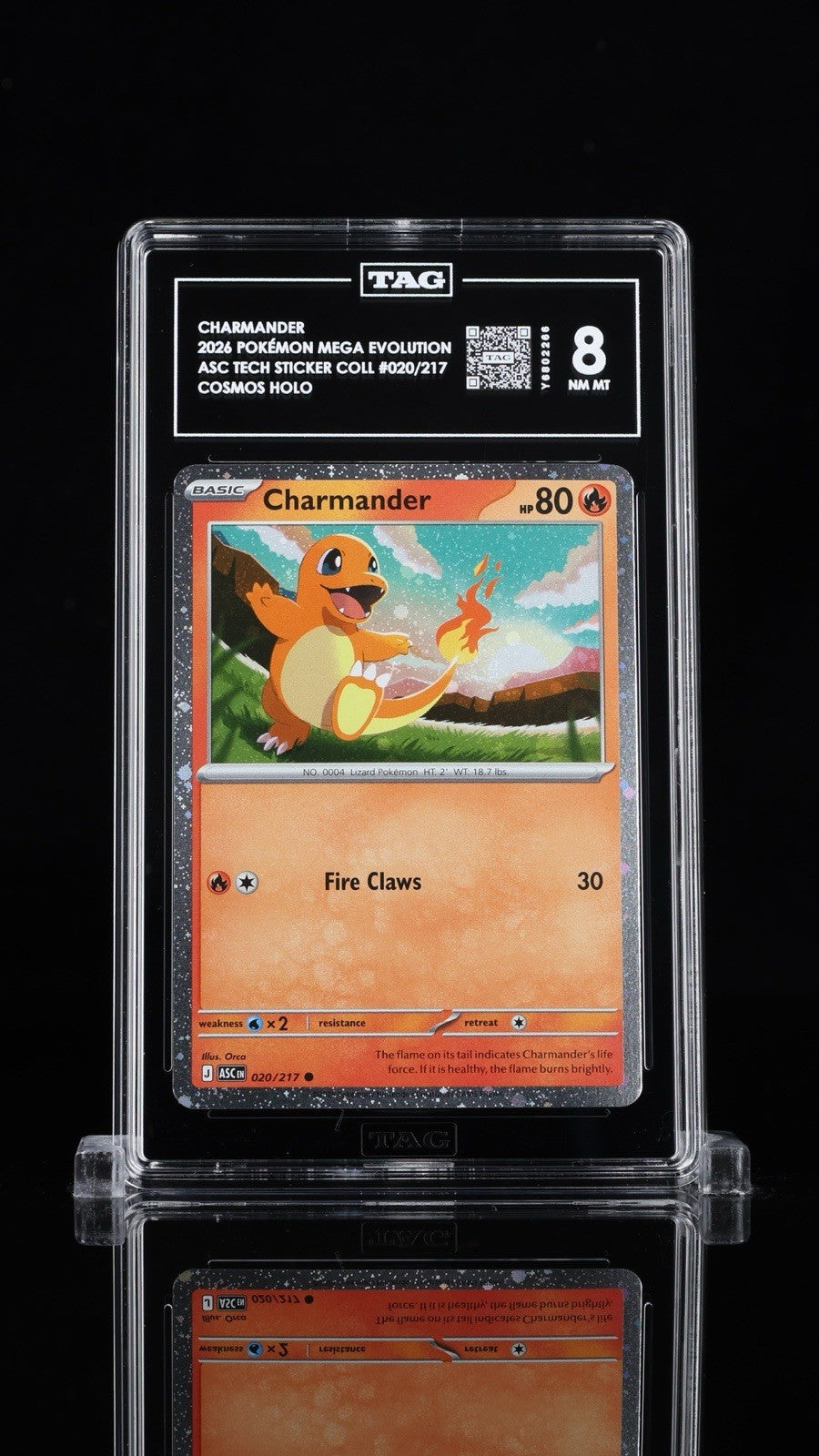 ⚠️ Charmander Pokemon Cosmos Holo #020~ TAG GRADE 8~ FAST SHIP SHOOT OFFER!💨