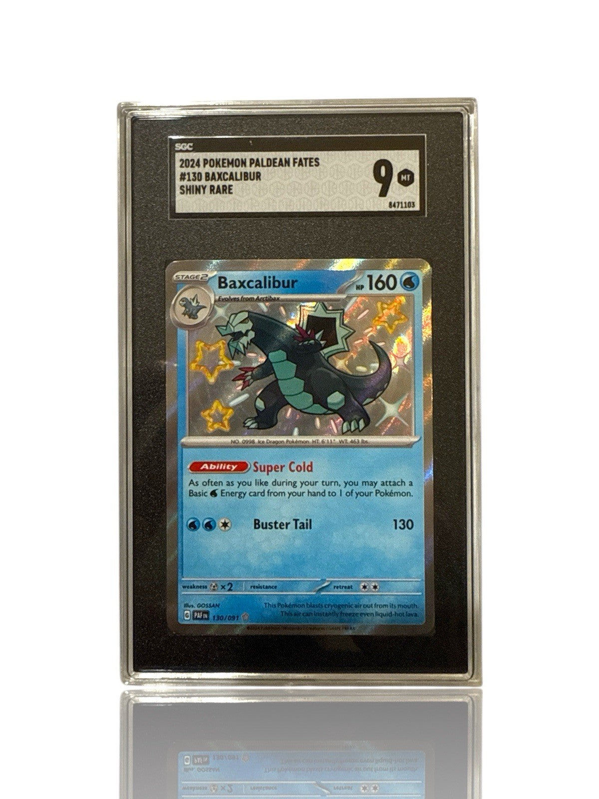 ‼️Pokemon Baxcalibur 130/091: Paldean Fates Holo GRADE 9! FAST SHIPPING!💨