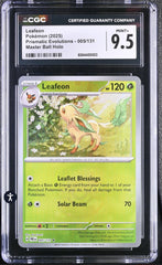 ‼️Leafeon (Master Ball Pattern) 005/131 Prismatic Evolutions GRADE 9.5!💨