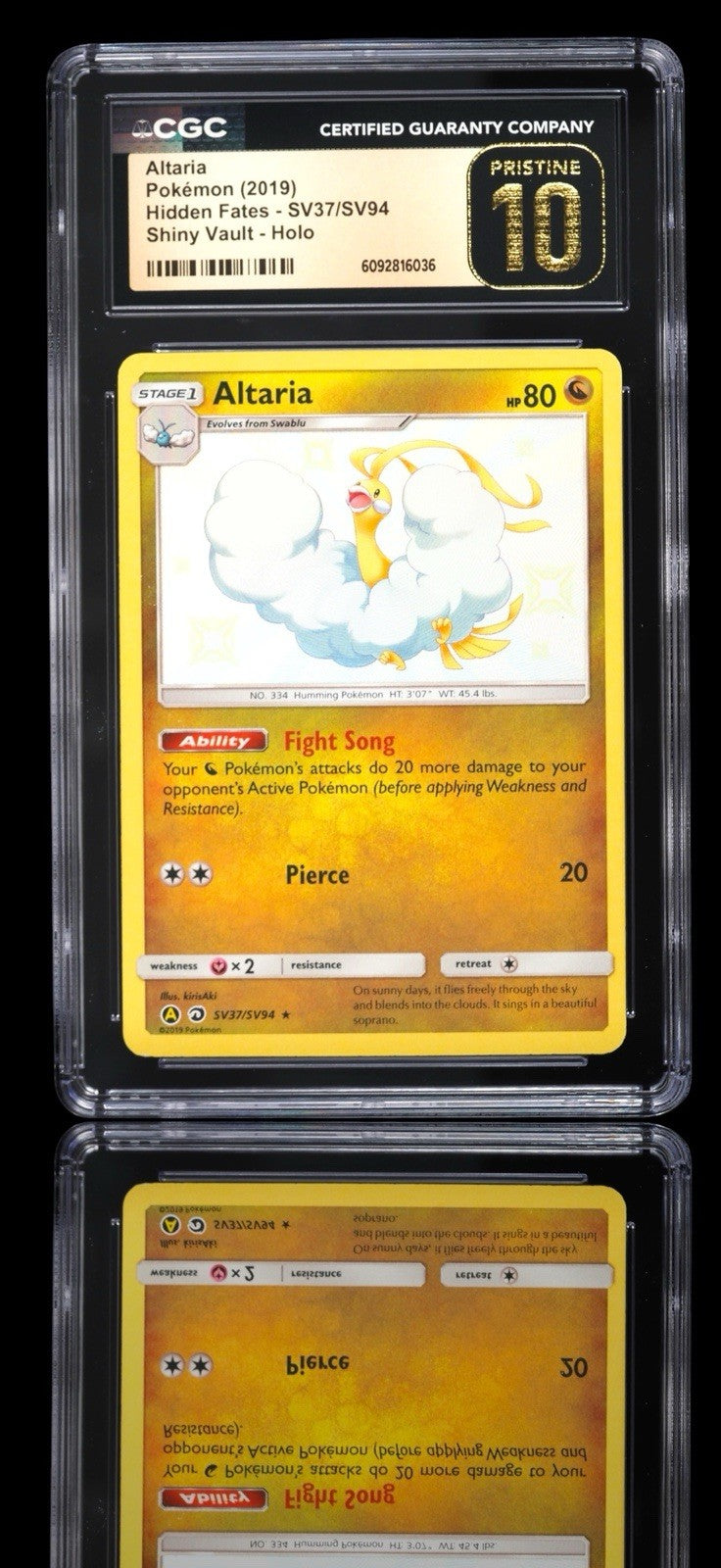 💛 Altaria SV37 Hidden Fates Shiny Vault Holo PRISTINE 10 GOLD LABEL TOP POP💨