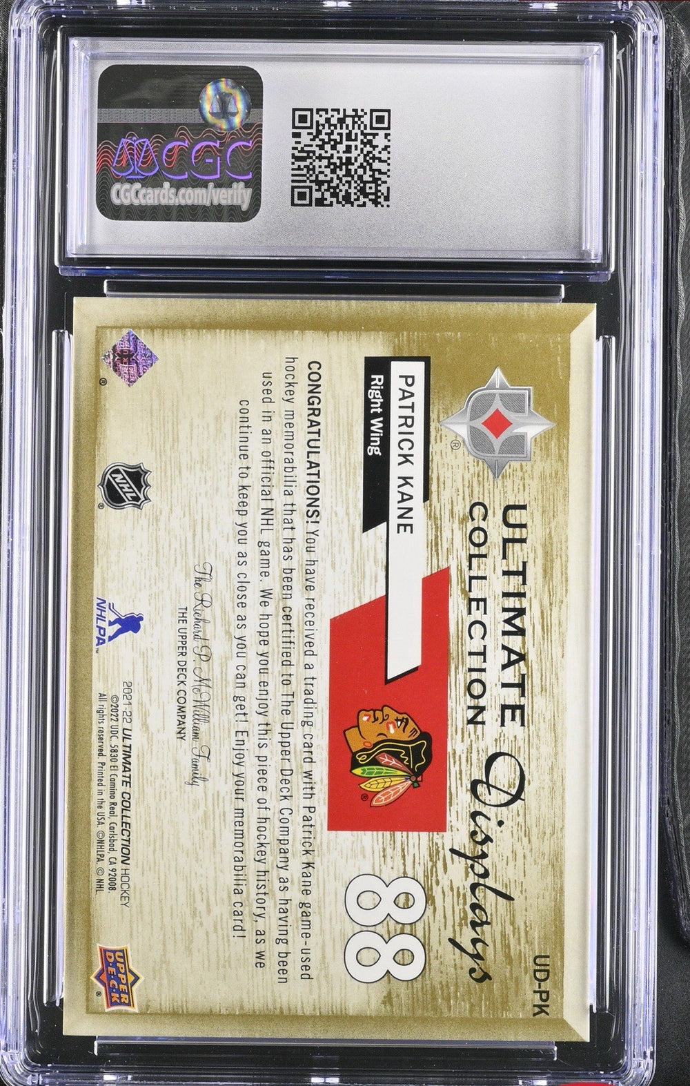 ‼️2021-22 Ultimate Collection Display Jerseys #UD-PK Patrick Kane Patch 24/25💨