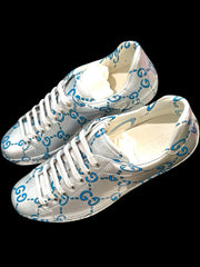 ‼️GUCCI Miro Rubber Wax GucciGhost Print Mens New Ace Sneakers SIZE 9~FAST SHIP
