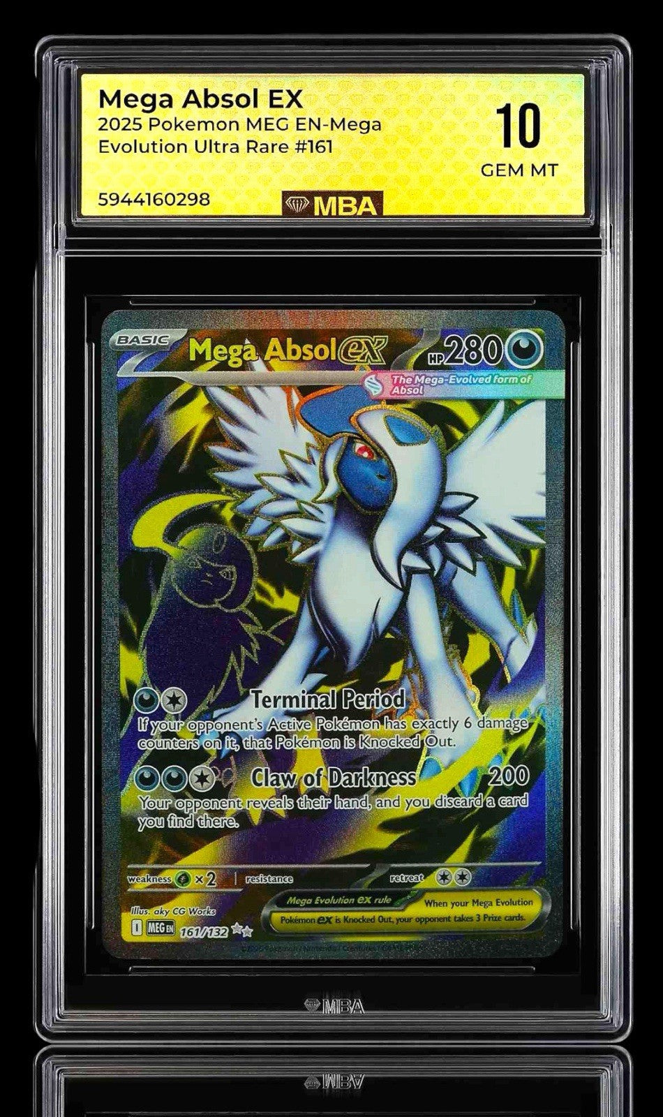 🚨 Mega Absol ex 161/132 Pokemon Mega Evolution~ MBA GRADE 10~SHOOT OFFER!💨
