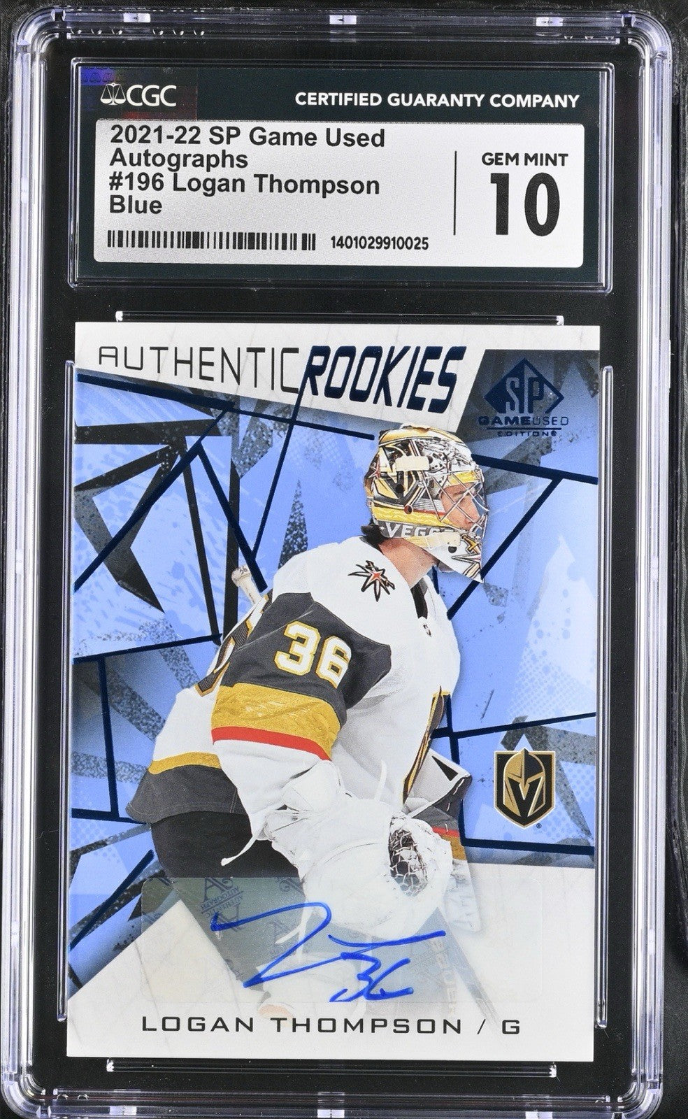 2021-22 Upper Deck SP Game Used - Authentic Rookies Logan Thompson #196 Blue...