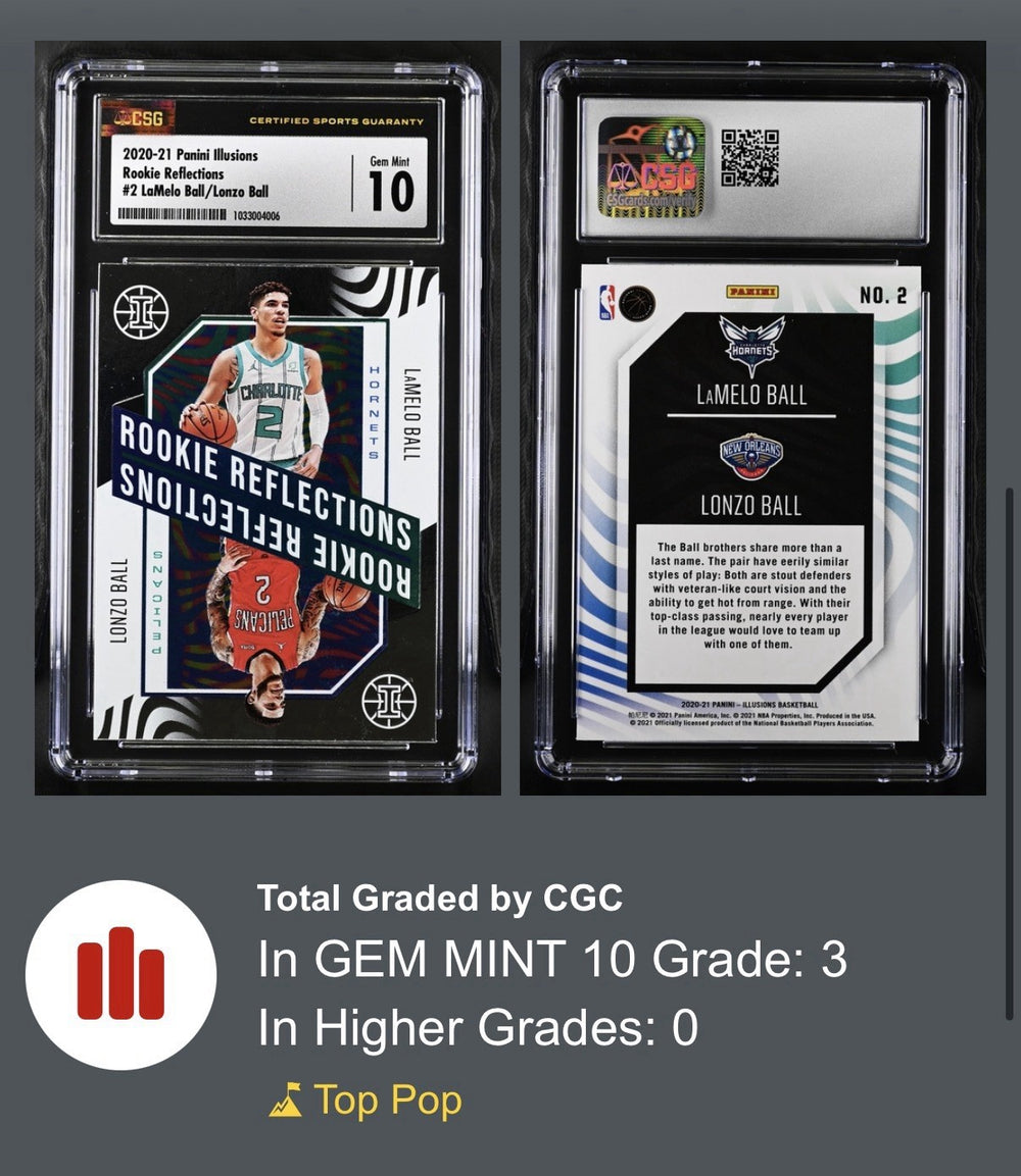 ‼️2020-21 Panini Illusions Rookie Reflections LaMelo Ball Lonzo Ball #2 CSG 10💨