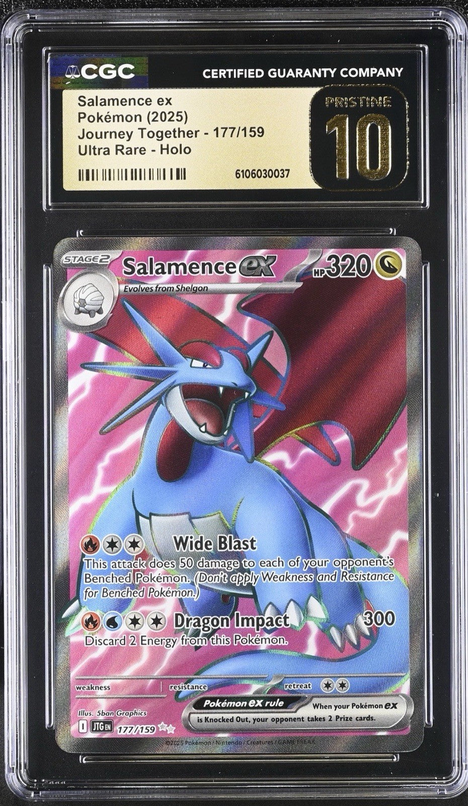 ‼️Salamence ex 177/159 Journey Together CGC 10 PRISTINE GOLD LABEL TOP POP!💨