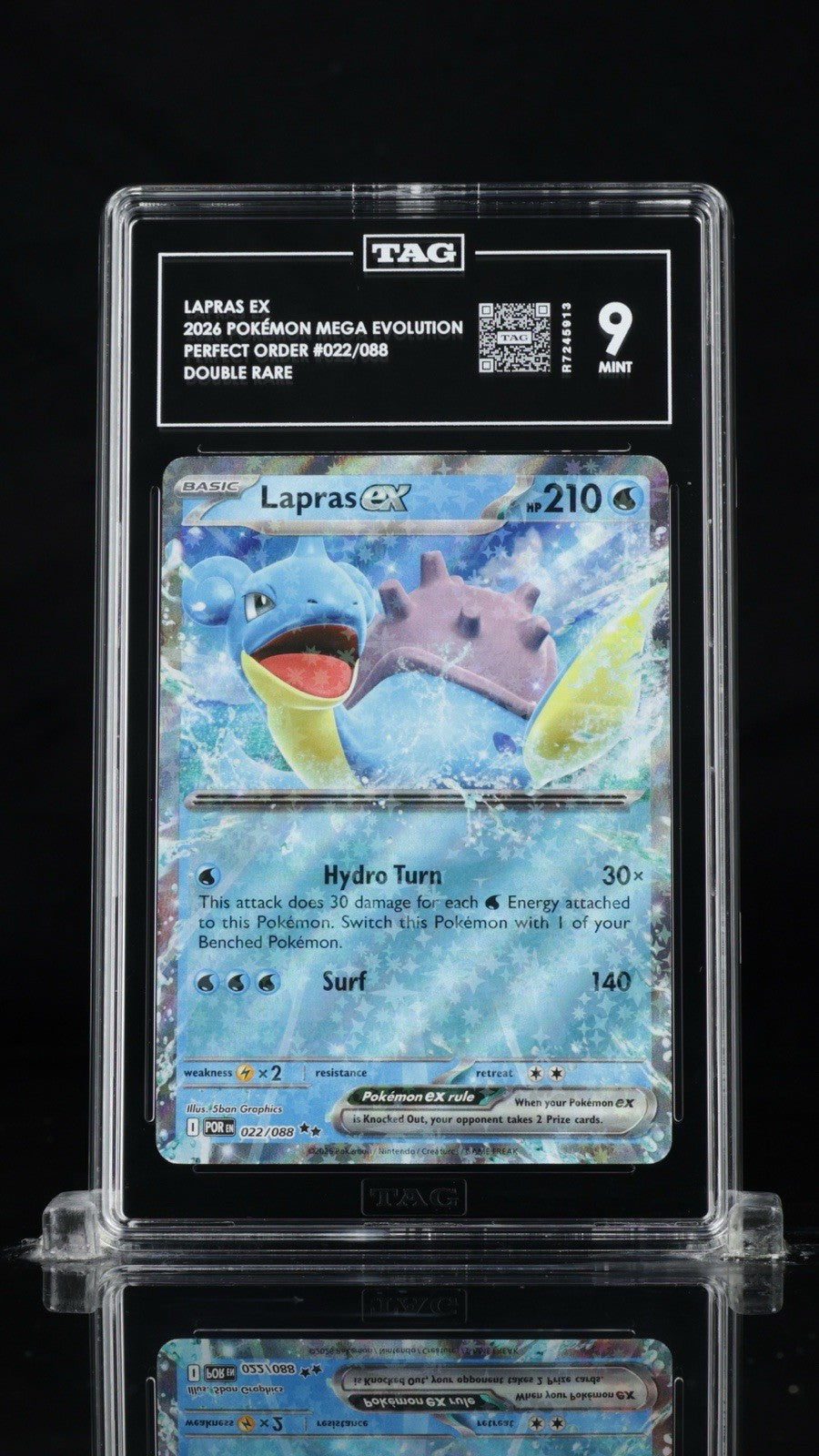💙 Lapras ex 022/088 Perfect Order Holo TAG GRADE 9! SAME DAY SHIP SHOOT OFFER💨