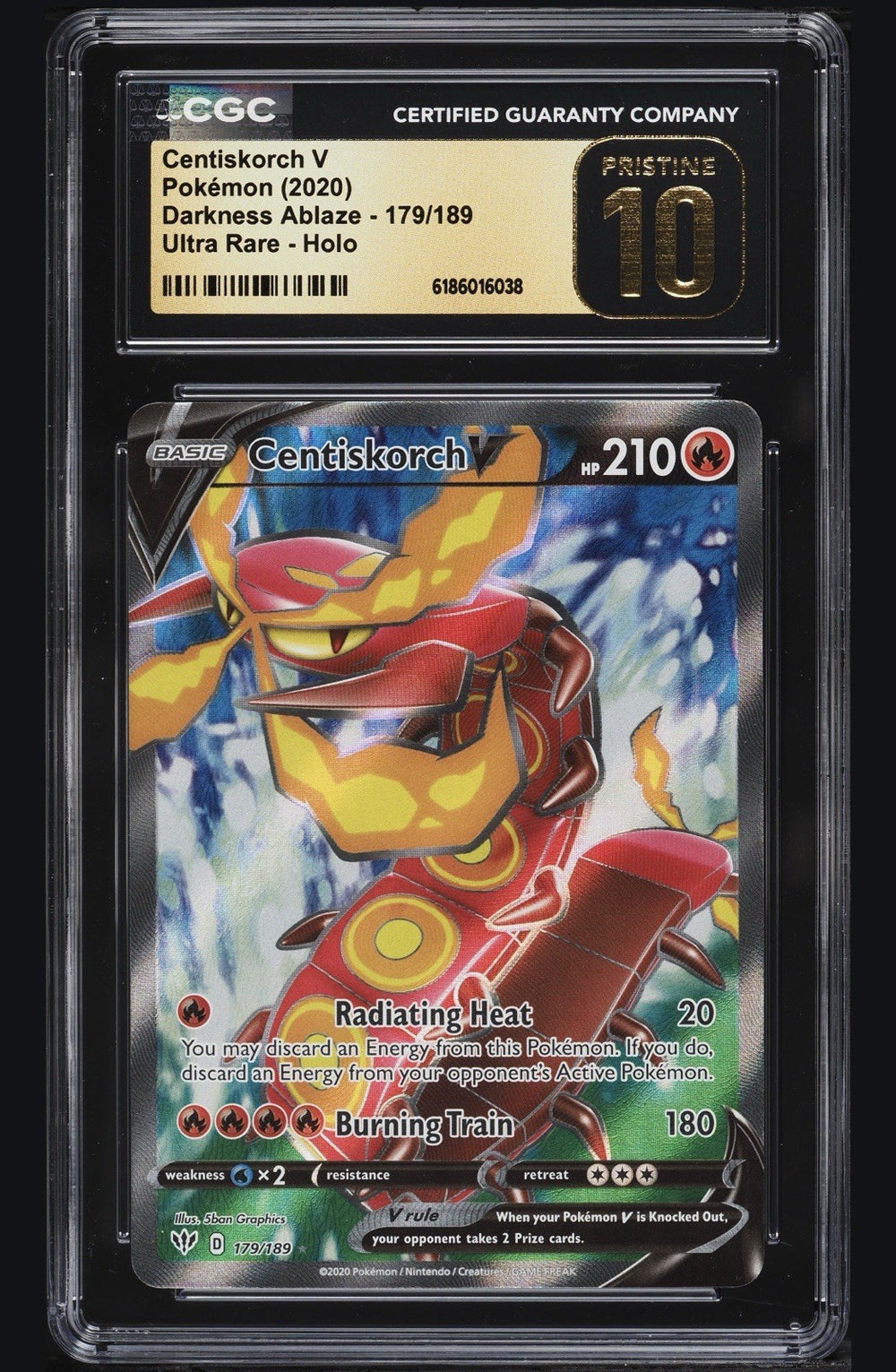 🔥 Centiskorch V 179 Pokemon Darkness Ablaze~PRISTINE 10 GOLD LABEL LOW TOP POP