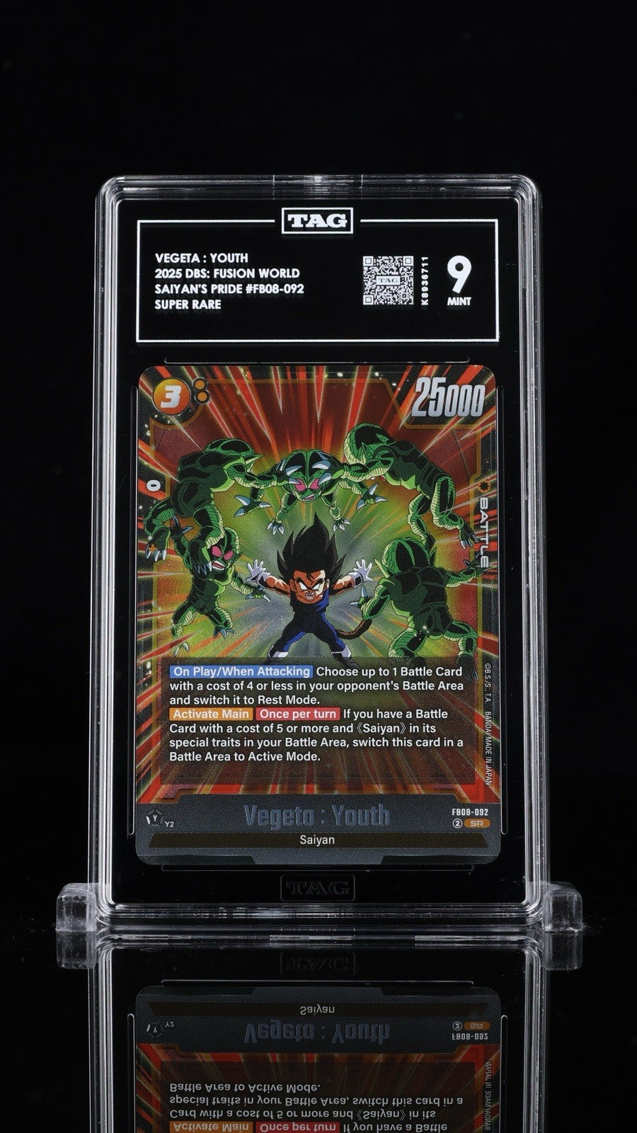 ⚠️Dragon Ball Super Fusion World Saiyan's Pride FB08-092 Vegeta : Youth~TAG 9!💨