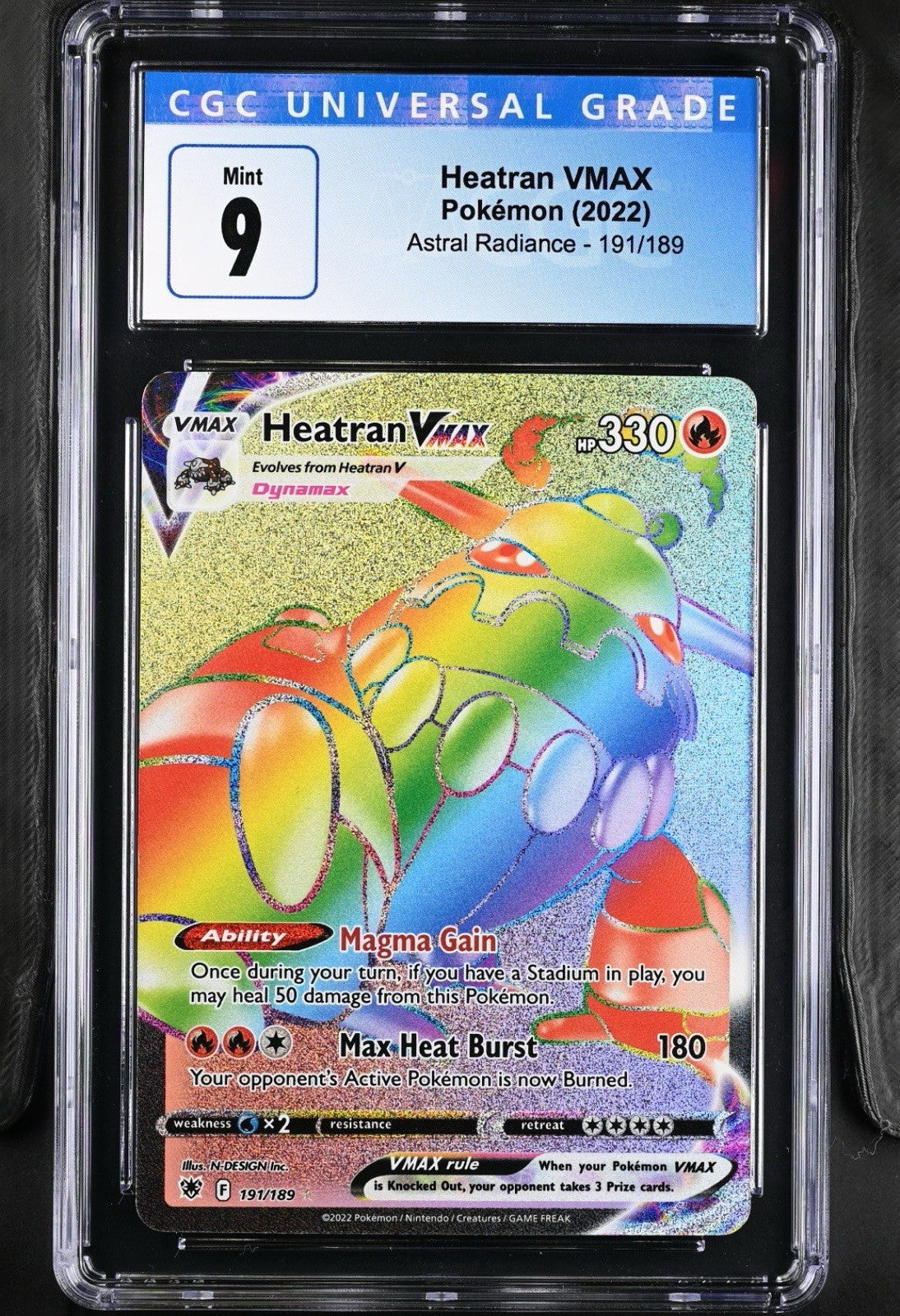 ‼️Heatran VMAX (Secret) 191/189 Swsh10: Astral Radiance Holo GRADE 9! 💨