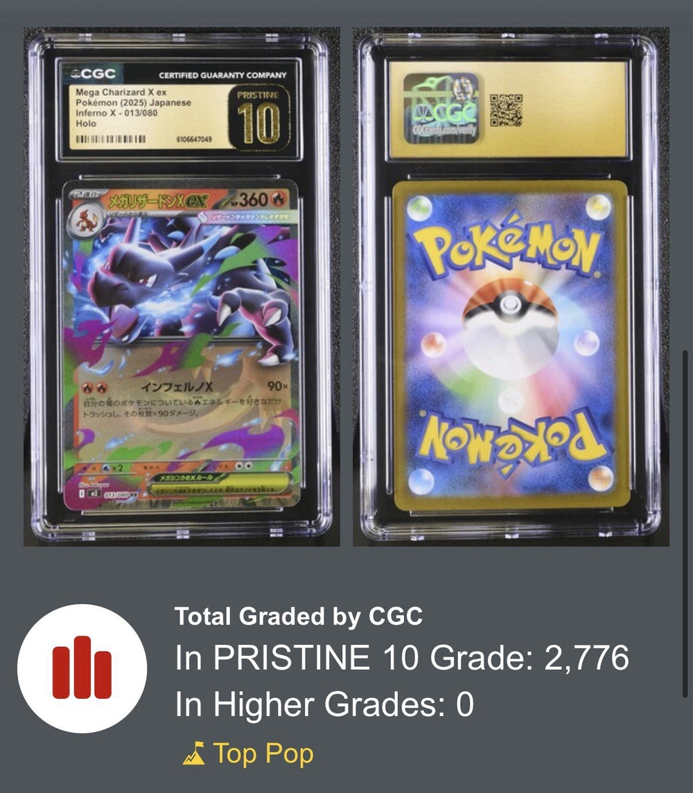 🔥Mega Charizard X ex #013 Inferno X Japanese GRADE 10 PRISTINE GOLD LABEL!💨
