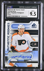 ‼️2022-23 SP Game Used AUTO 10 #201 Hayden Hodgson Blue~GRADE 9.5! POP 1! 💨