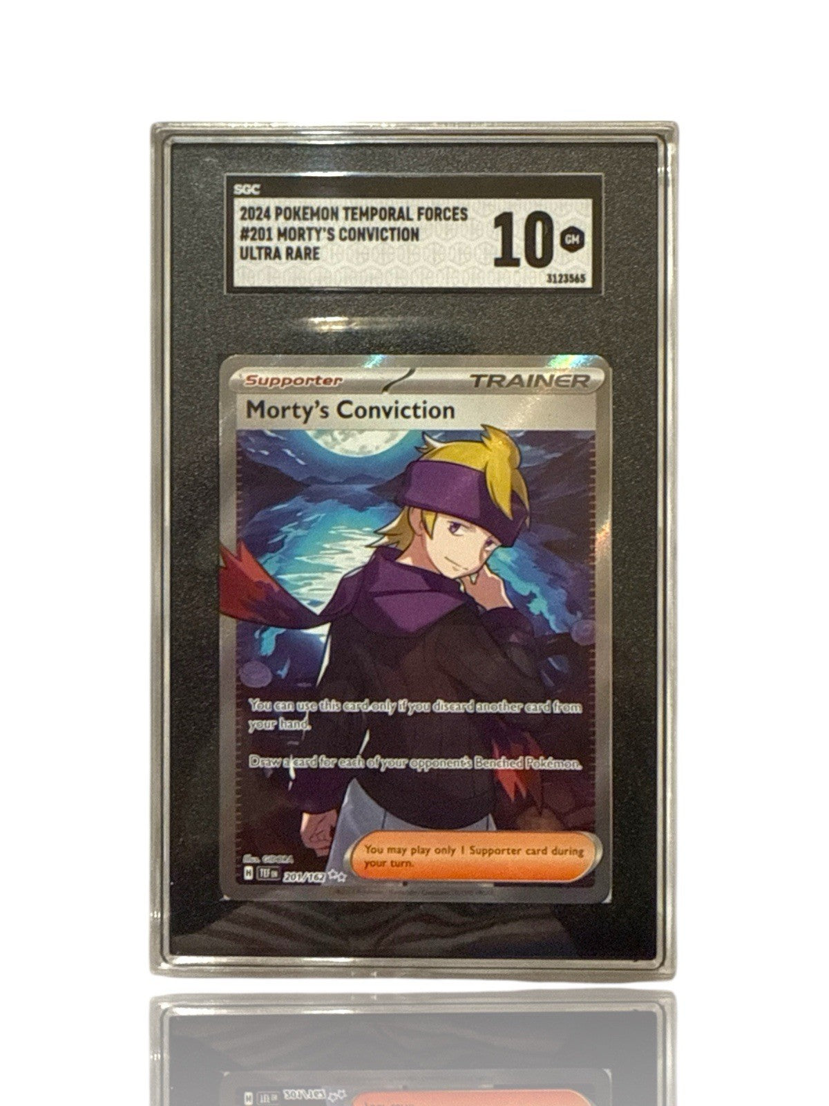 ‼️Pokemon Morty's Conviction 201/162: Temporal Forces Holo GRADE 10~SHOOT OFFER!