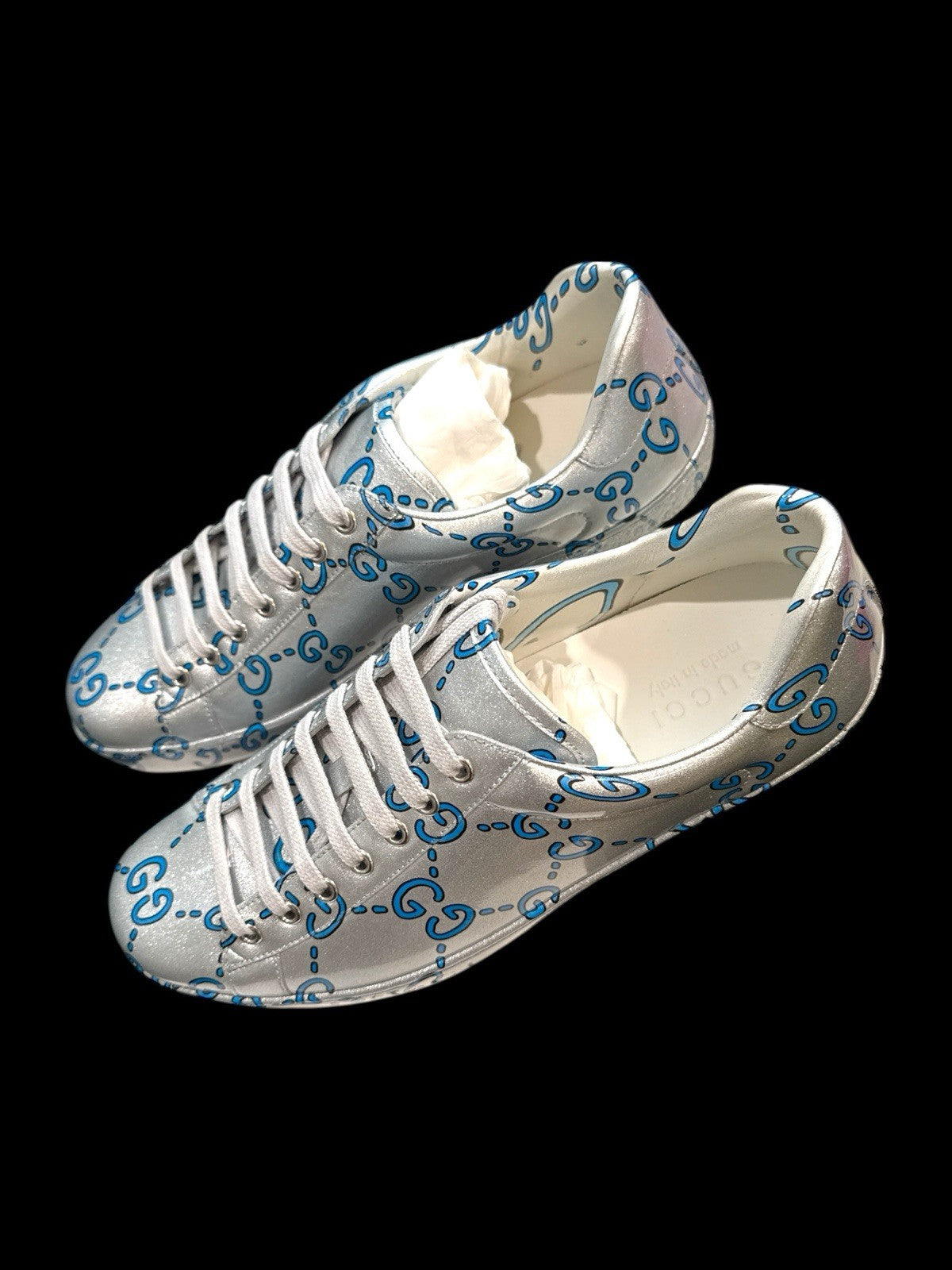 ‼️GUCCI Miro Rubber Wax GucciGhost Print Mens New Ace Sneakers SIZE 9~FAST SHIP