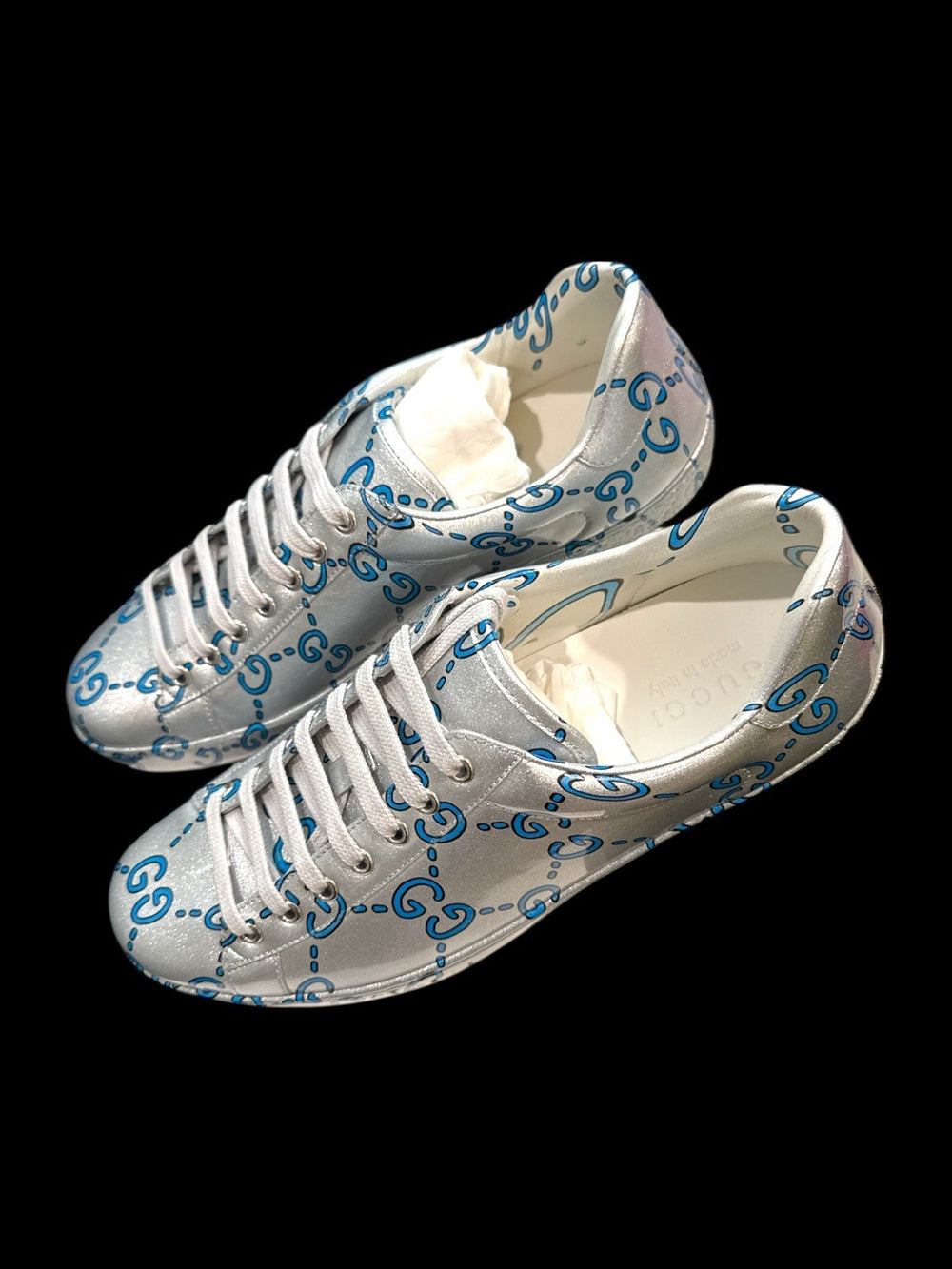 ‼️GUCCI Miro Rubber Wax GucciGhost Print Mens New Ace Sneakers SIZE 9~FAST SHIP