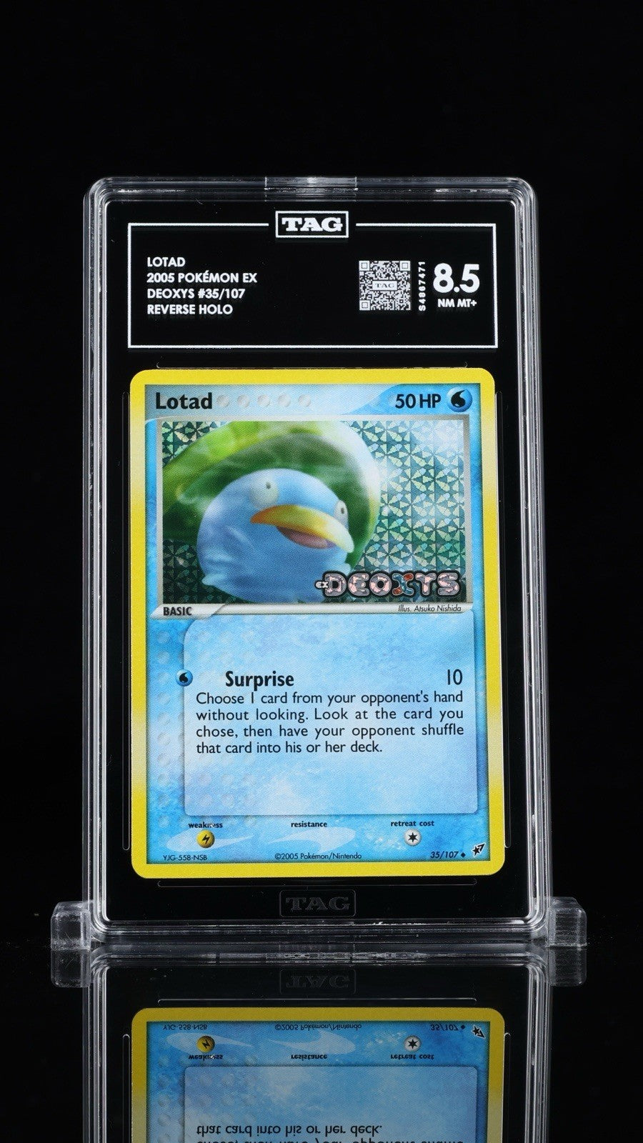 ‼️Pokemon Lotad 35/107 Deoxys Reverse Holo~TAG GRADE 8.5! FAST SHIP~SHOOT OFFER!