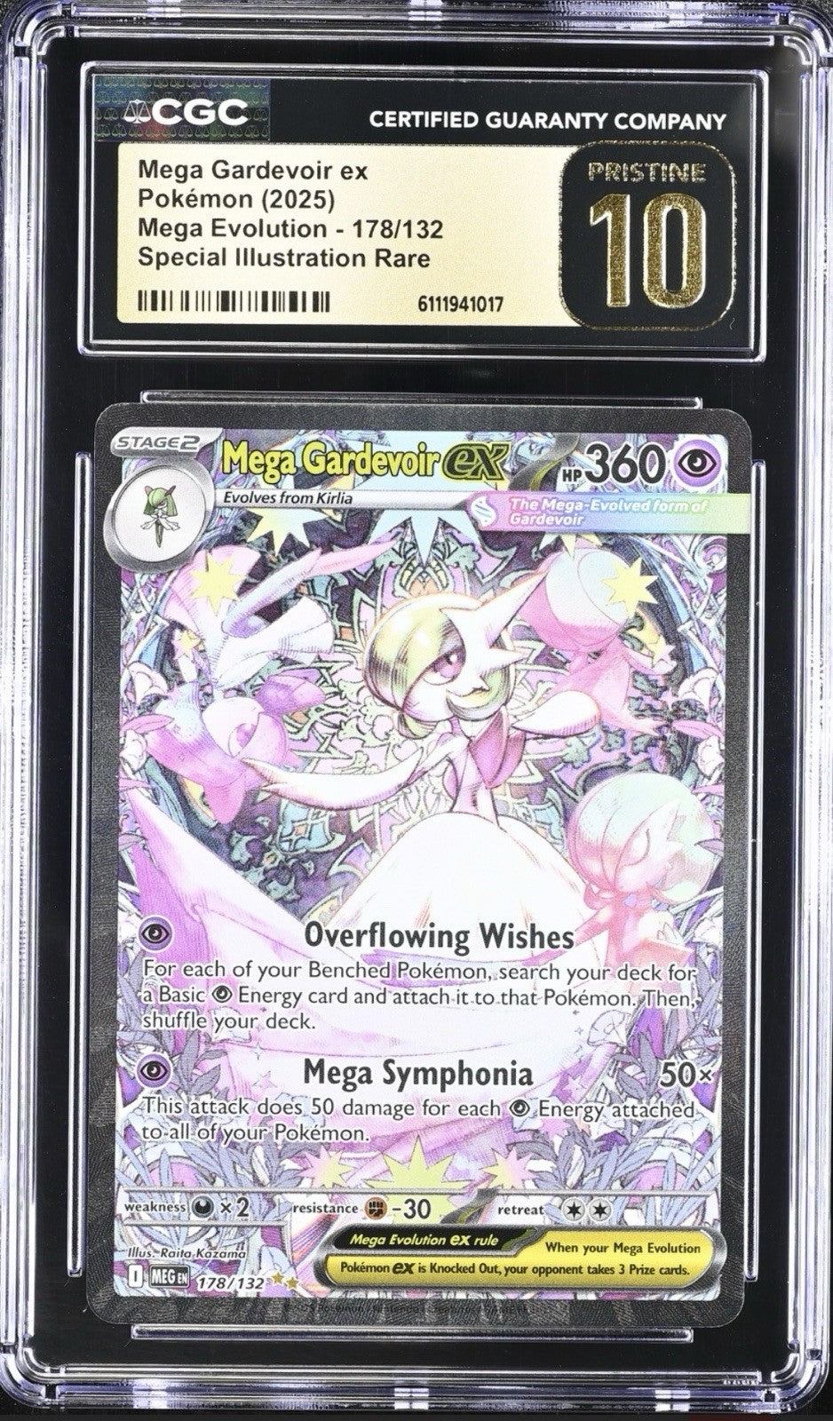 ‼️Pokemon Mega Gardevoir ex #178 Mega Evolution GRADE 10 PRISTINE GOLD LABEL #1!