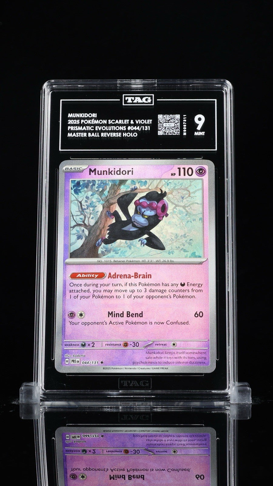 ‼️MUNKIDORI 2025 POKEMON SCARLET & VIOLET #044 MASTER BALL REVERSE TAG GRADE 9💨