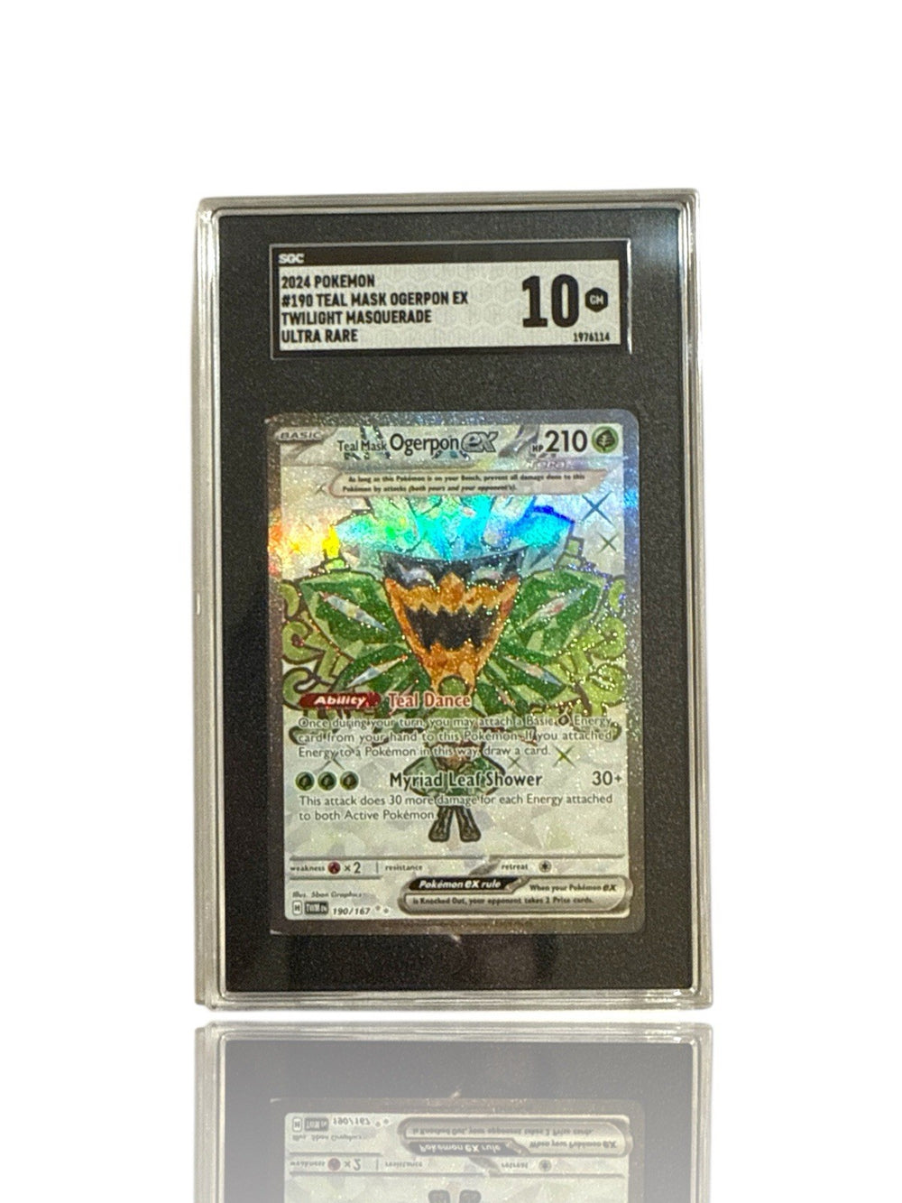 ‼️Pokemon Teal Mask Ogerpon ex 190/167: Twilight Masquerade Holo GRADE 10!💨