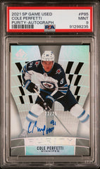 ‼️2021 Upper Deck SP Game Used - Purity Rookies Cole Perfetti #P-85 Auto PSA 9💨