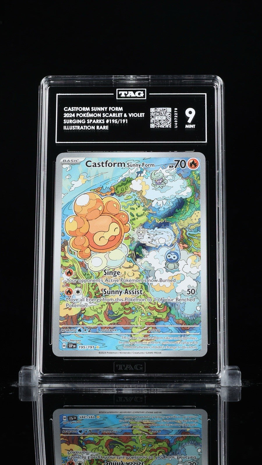 ‼️CASTFORM SUNNY FORM 2024 POKÉMON SURGING SPARKS #195~ TAG GRADE 9! FAST SHIP💨
