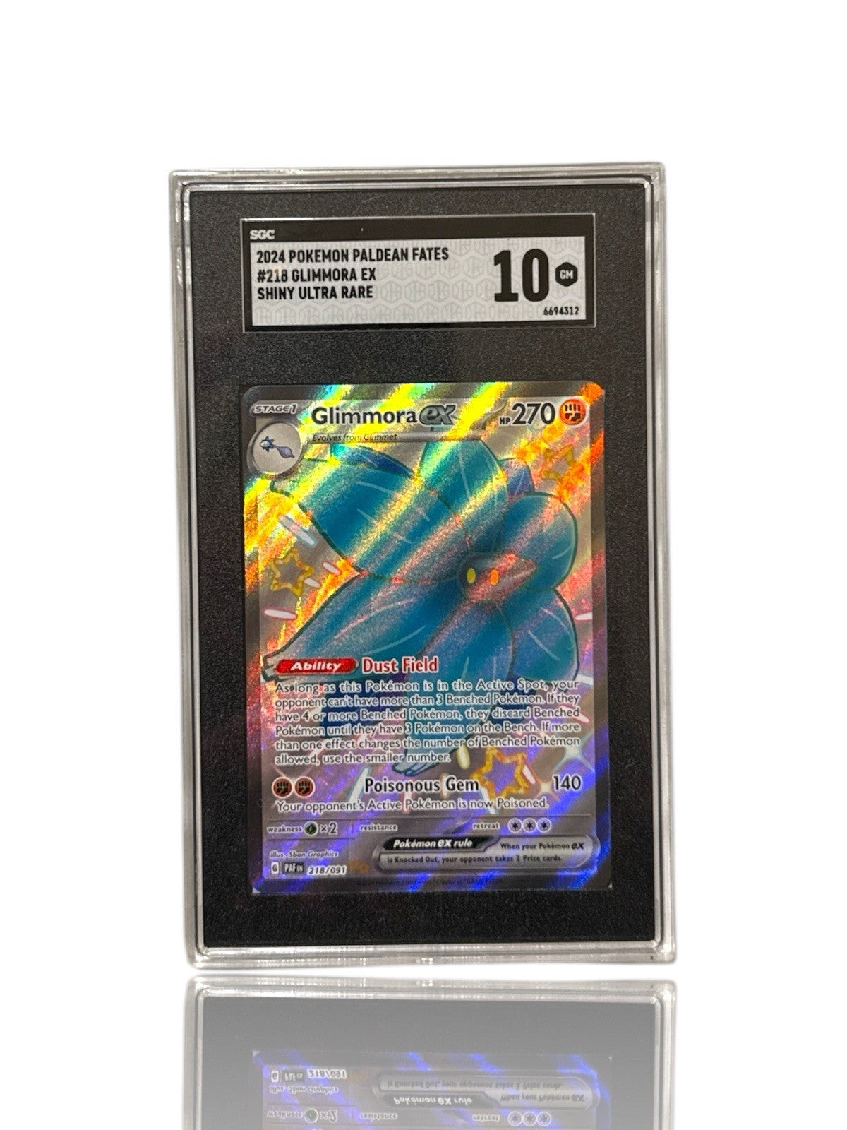 ‼️Pokemon Glimmora ex 218/091~Paldean Fates Holo GRADE 10! FAST SHIP~SHOOT OFFER