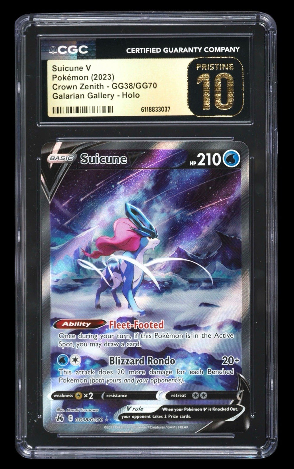 💎Pokemon Suicune V #GG38 Crown Zenith Galarian CGC 10 PRISTINE GOLD LABEL!💨
