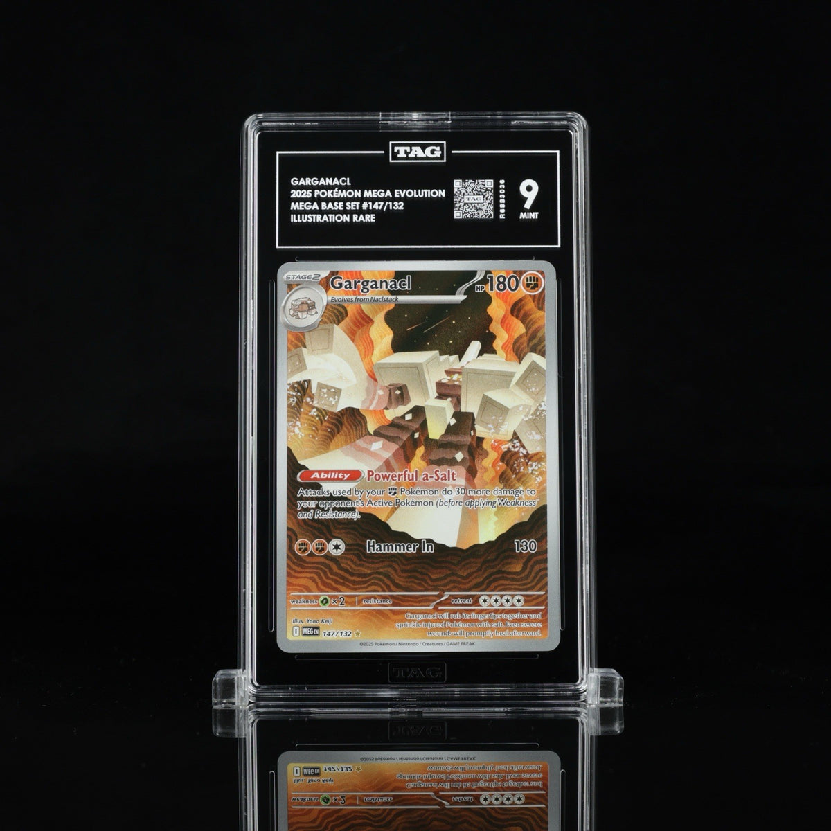 ‼️Pokemon Garganacl 147/132: Mega Evolution Holo GRADE 9! FAST SHIP~SHOOT OFFER