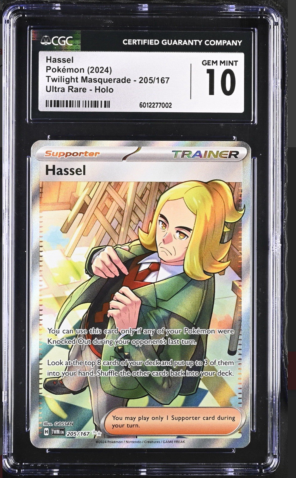 ‼️Pokemon Hassel 205/167: Twilight Masquerade Holo GRADE 10! FAST SHIPPING!💨
