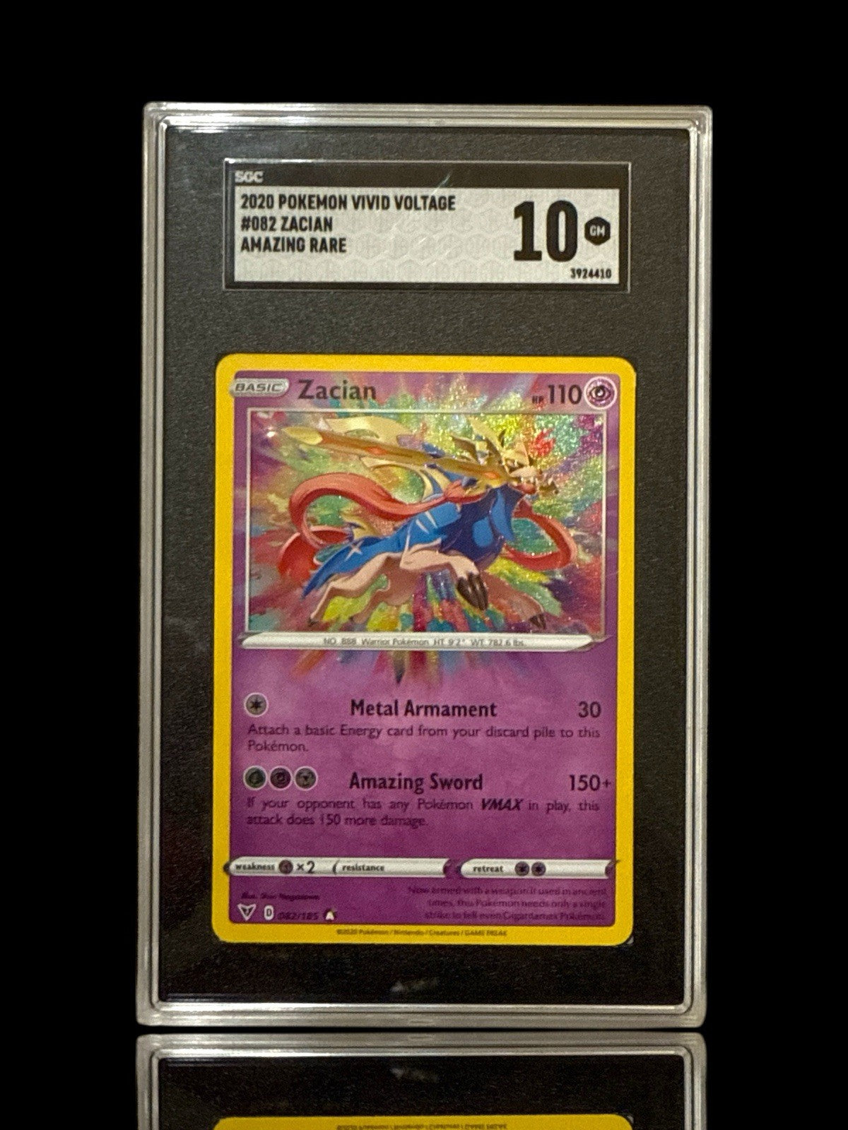‼️Zacian 082/185: Vivid Voltage AMAZING RARE GRADE 10! FAST SHIP~SHOOT OFFER💨