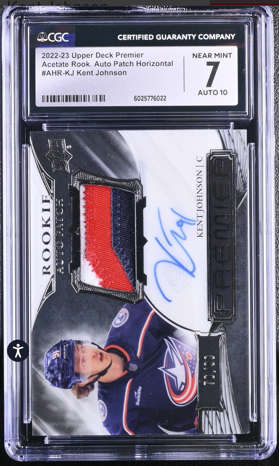 ‼️2022-23 Upper Deck Premier - Acetate Rookie Auto Patch Kent Johnson 76/99💨