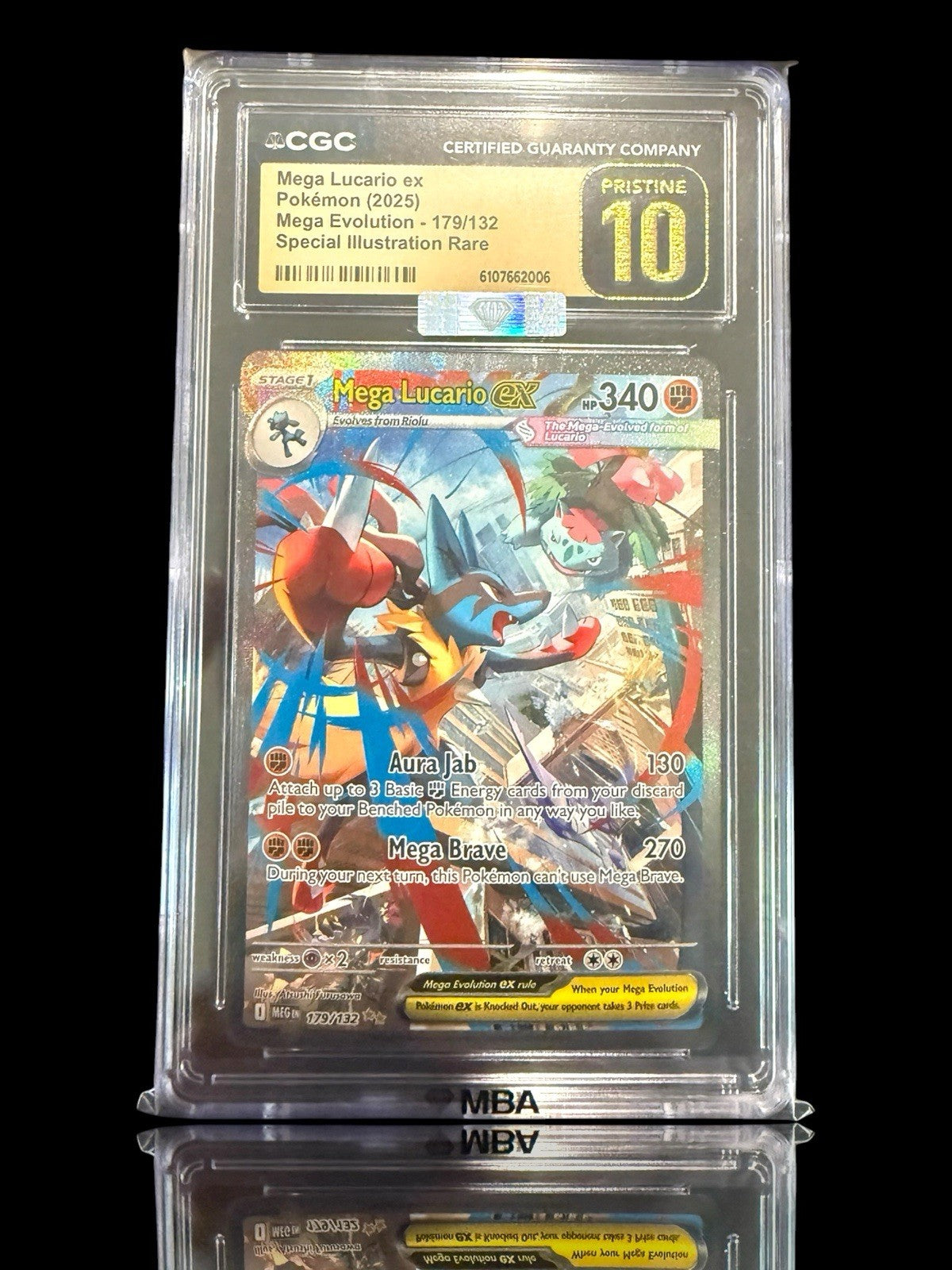 ‼️ Mega Lucario ex #179 Pokemon Mega Evolution~PRISTINE 10~SILVER DIAMOND MBA 💎