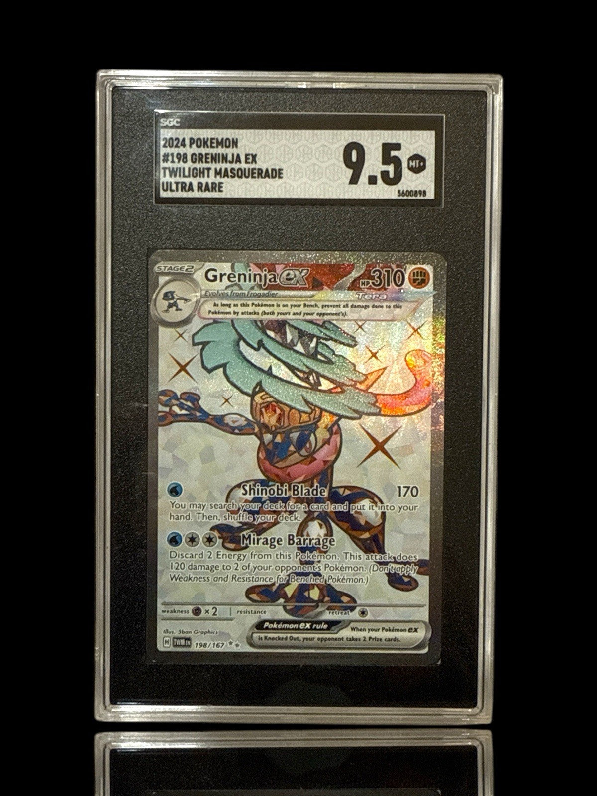 ‼️Greninja ex 198/167 Sv06: Twilight Masquerade Holo~GRADE 9.5! SHIPS SAME DAY💨