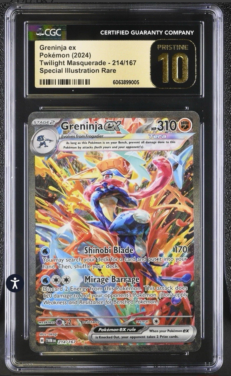 ‼️Greninja ex Pokémon (2024)Twilight Masquerade -214/167~GRADE 10 PRISTINE💨