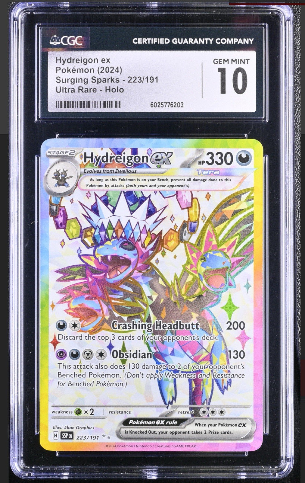 ‼️POKEMON Hydreigon ex 223/191: Surging Sparks GRADE 10! FAST SHIP~SHOOT OFFER💨