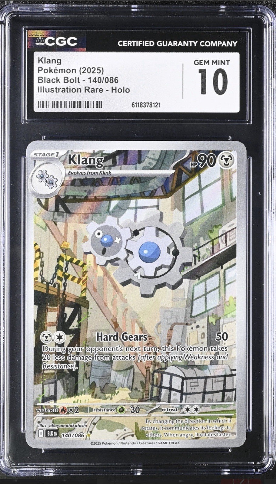 💎 Pokemon Klang 140/086 Black Bolt Holo GRADE 10! SAME DAY SHIP SHOOT OFFER💨