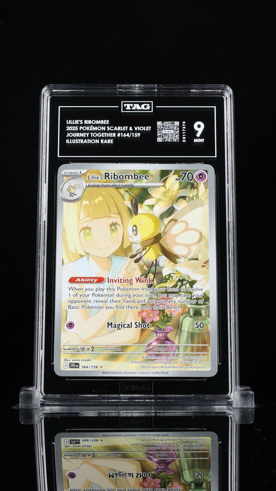 ‼️Lillie's Ribombee 164/159: Journey Together Holo TAG GRADE 9! SHOOT OFFER!💨