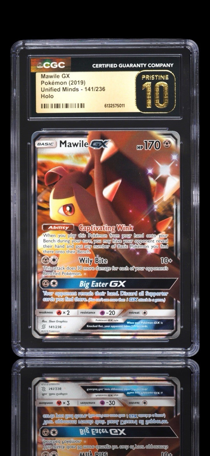 🚨 2019 POKEMON UNIFIED MINDS #141 MAWILE GX~ PRISTINE 10 GOLD LABEL TOP POP 4💨