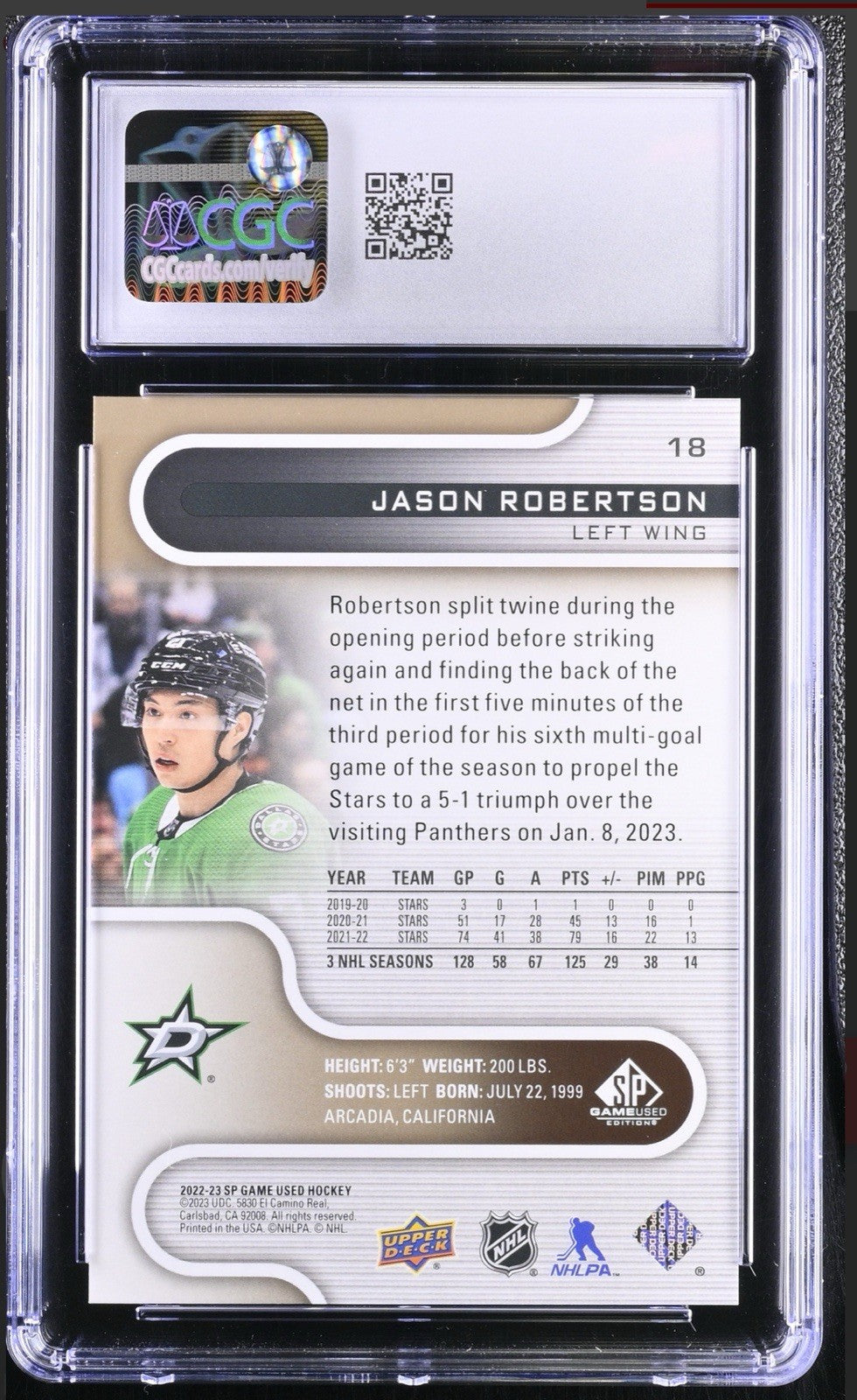 ‼️2022-23 SP Game Used #18 Jason Robertson Gold GRADE 10~POP 1! FAST SHIPPING💨